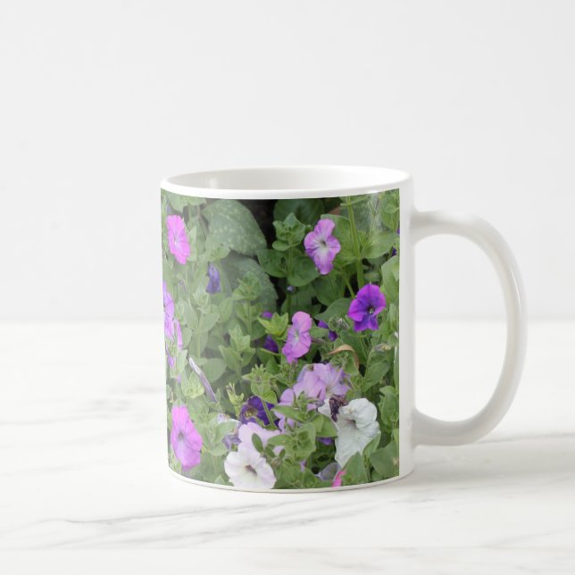 Caneca De Café Petúnia roxo do tema do jardim do primavera das (Direita)