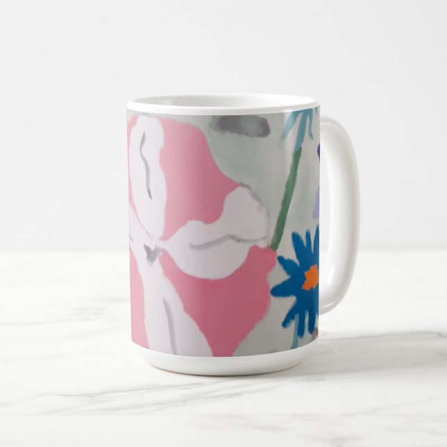 Caneca De Café Petunias e Flores de Verão (Frente Esquerda)