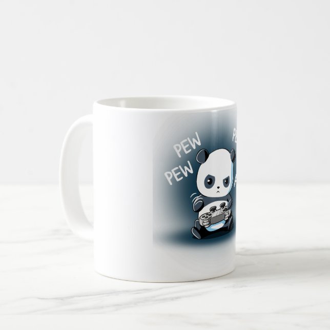 Caneca De Café Pew Pew Panda gamer (Frente Esquerda)