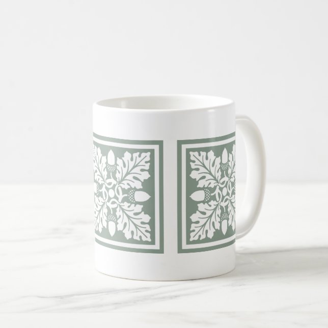 Caneca De Café Pewter Acorn and Leaf Azulejo Coffee Mug (Frente Esquerda)