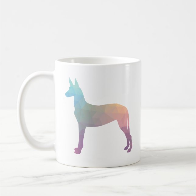 Caneca De Café Pharaoh Hound Padrão Geométrico Silhouette Pastel (Esquerda)