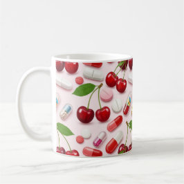 Caneca De Café Pharmacist Pink Pills Red Cherries