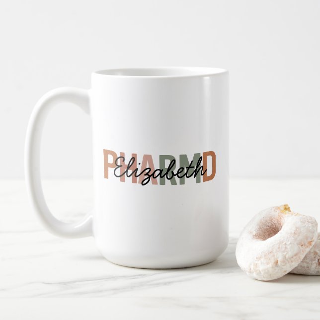 Caneca De Café PharmD Personalizado, Presente de Farmacêutico com (Com Donut)