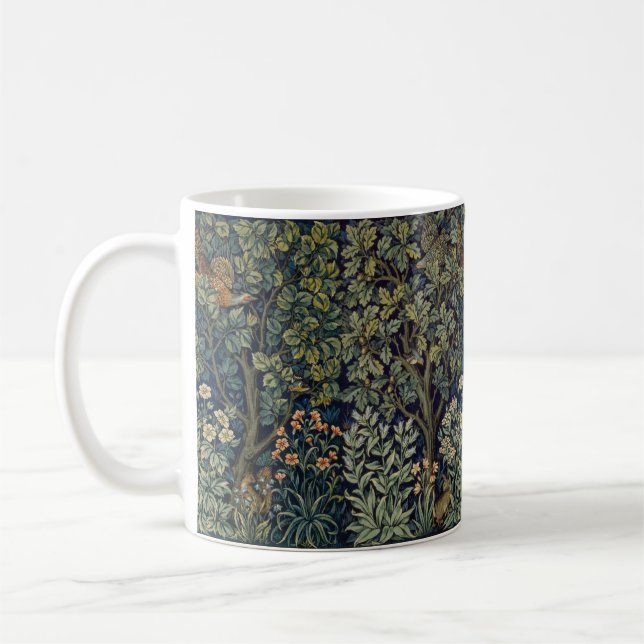 Caneca De Café Pheasant Pássaro Árvore Floresta William Morris (Esquerda)