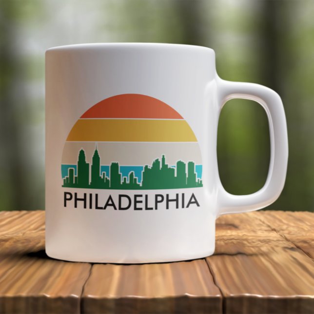 Caneca De Café Philadelphia Vintage City Sunset (Philadelphia Retro Sunset Coffee Mug)