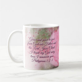 Caneca De Café Philippians 1:2-3 Grace e Peace to You Pink Rose