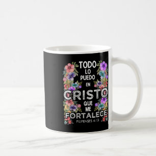 Caneca De Café Philippians 4_13 Bíblia cristã espanhola Verse Jes
