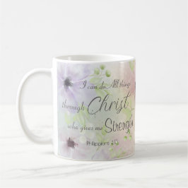 Caneca De Café Philippians 4:13 Bíblia religiosa Verse Floral