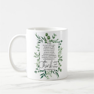 Caneca De Café Philippians 4:8 O que quer que seja Nobre Eucalypt