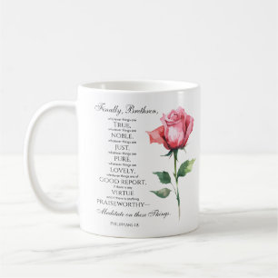 Caneca De Café Philippians 4:8 Qualquer coisa é Flor Nobre
