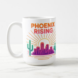 Caneca De Café Phoenix Rising Neon City – Deserto Retro Synthwave