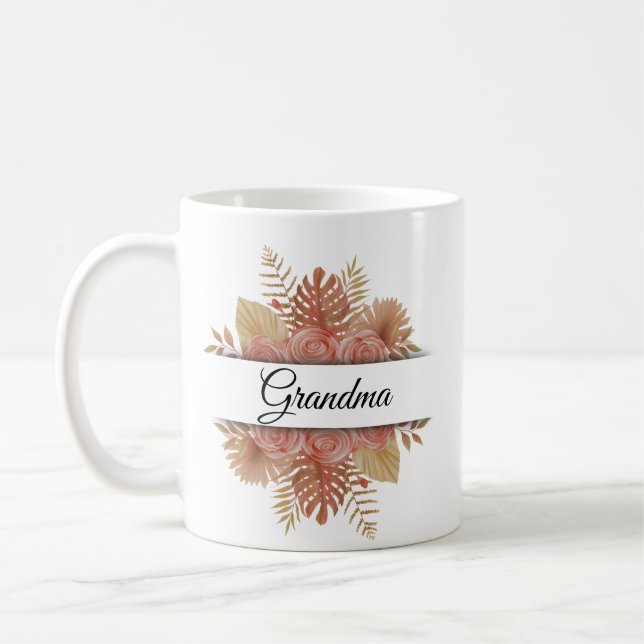 Caneca De Café Phot personalizado do guião floral de aquarela (Esquerda)