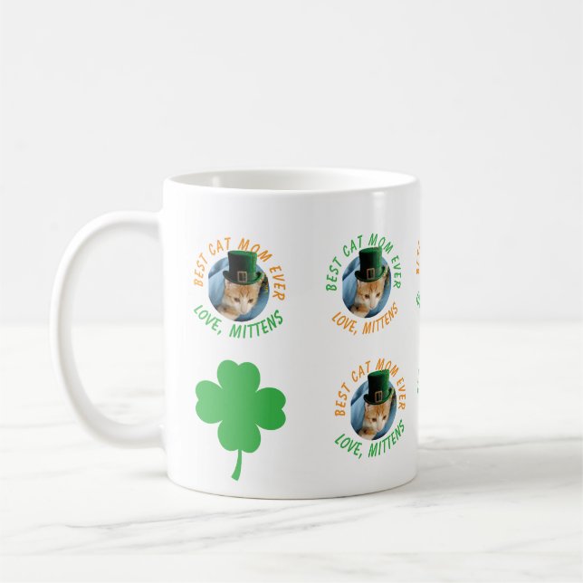 Caneca De Café Photo Best Cat Mom Ever Irish Custom Pet Name  (Esquerda)