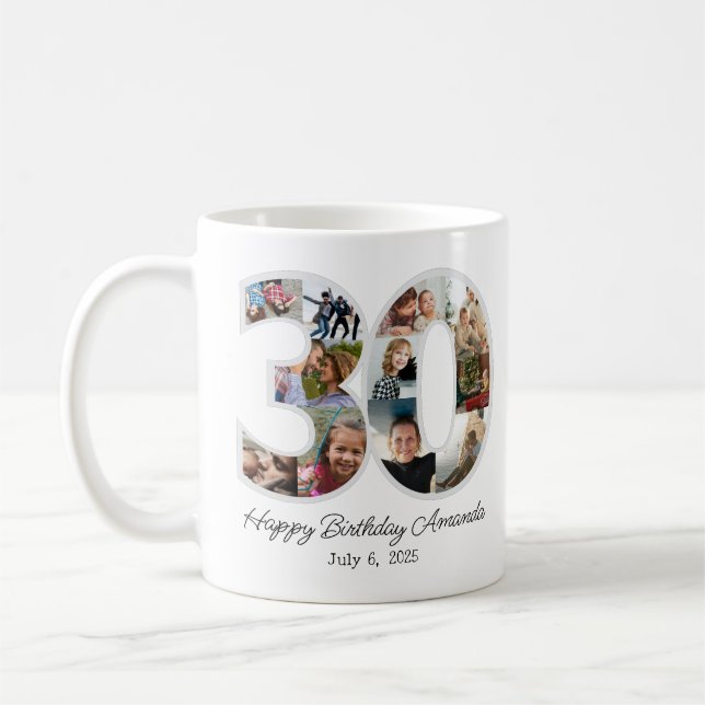 Caneca De Café Photo Collage Number 30 - 30th Birthday (Esquerda)