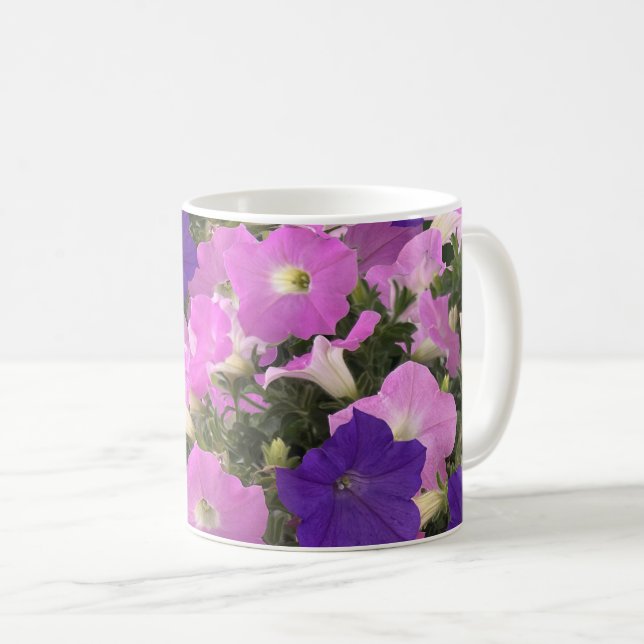 Caneca De Café Photo Image Of Morning Glory Pink & Purple Flowers (Frente Esquerda)