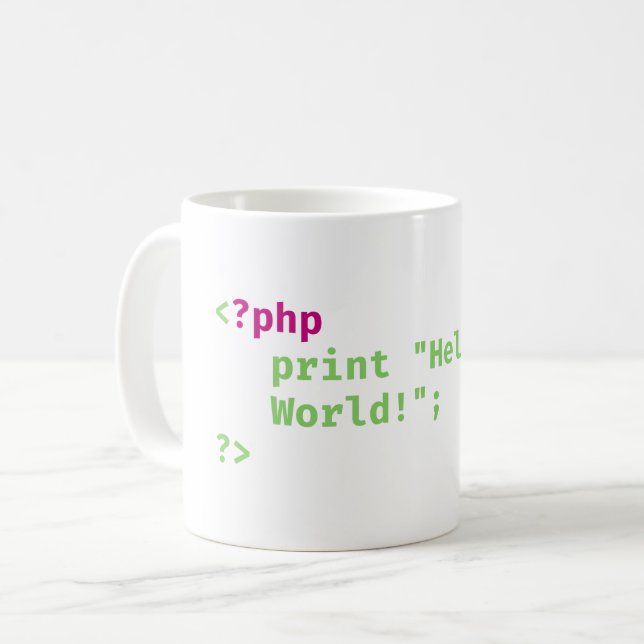 Caneca De Café php - mundo de saudação de impressão - Codificação (Frente Esquerda)