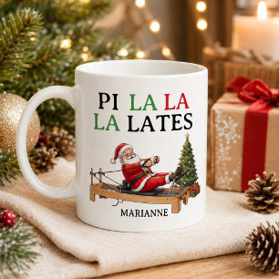 Caneca De Café Pi La La La Lates Santa Engraçado Pilates Natal