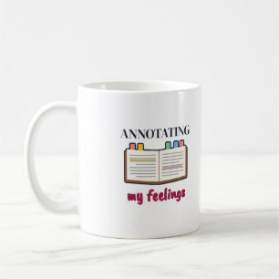 Caneca De Café Piada de leitura de aba adesiva anotando meus sent