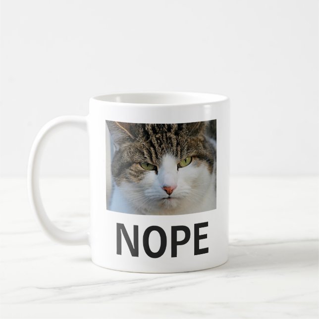 Caneca De Café Piada Engraçada, Infeliz Cat Nope (Esquerda)