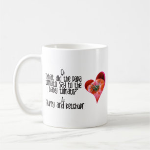 Caneca De Café Piadas De Tomate Vermelho Em Forma De Coração Cita
