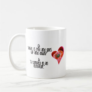 Caneca De Café Piadas De Tomate Vermelho Em Forma De Coração Cita