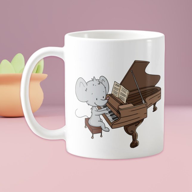 Caneca De Café Pianista Bonito Considerando Mouse Jogando Piano (Cute pianist mug for mouse lovers by Kinda Cute by Patricia Alvarez)