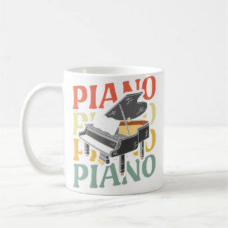 Caneca De Café Pianista de Teclado Retro Instrumento Músico Vinta