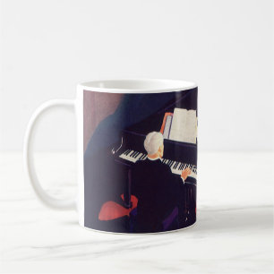 Caneca De Café Pianista Tocador de Piano Sala de Música Art Déco 