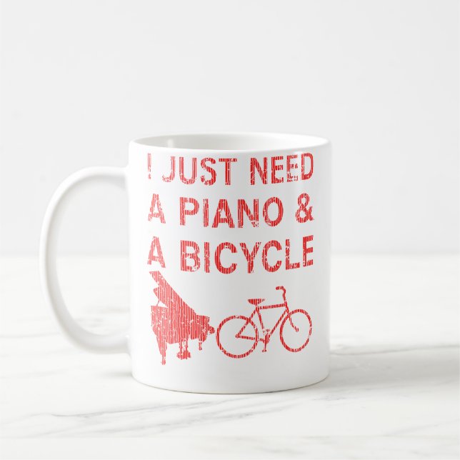 Caneca De Café Piano Bicycle 	 Bike Pianist Cyclist Instrument Gi (Esquerda)