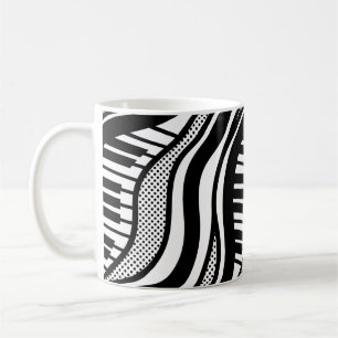 Caneca De Café Piano Branco Negro Polka Onda Musical