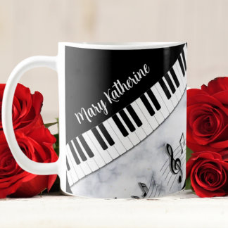 Caneca De Café Piano Personalizado Whimsical Keys Coffee Mug