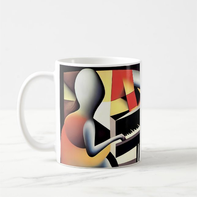 Caneca De Café Piano Player - Arte de Pincel (Esquerda)