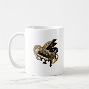 Caneca De Café Piano Sepia com Linha Estilizada