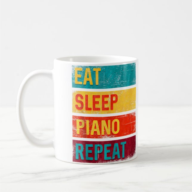 Caneca De Café Piano Student Music Gift Eat Sleep Piano Repeat (Esquerda)