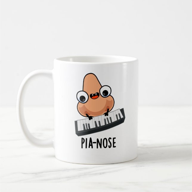 Caneca De Café Pianose Engraçado Piano Nose Pun (Esquerda)