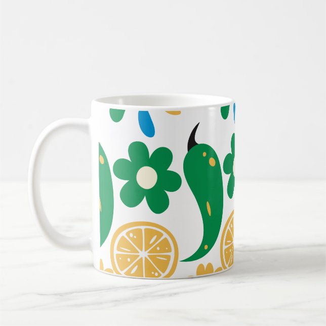Caneca De Café Picante Fiesta Chili Colorful Patterno (Esquerda)