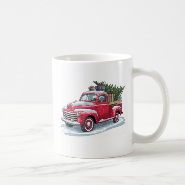 Caneca De Café Picape Vermelha e Árvore de Natal (Direita)