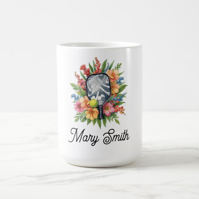 Caneca De Café Pickleball com belas flores (Centro)