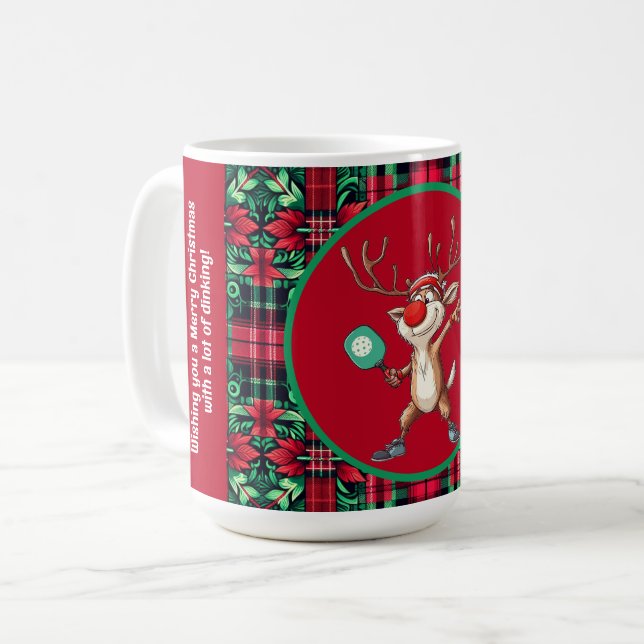 Caneca De Café Pickleball 🎄 Feliz Natal, texto personalizado (Frente Esquerda)