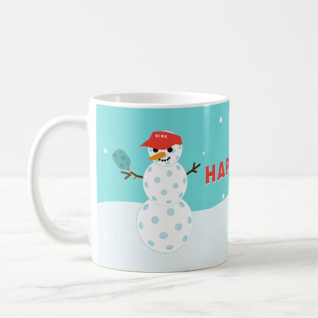 Caneca De Café Pickleball Holiday Personalizado Snowman Mug (Esquerda)