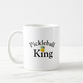 Caneca De Café Pickleball King, Pickleball Amarelo Vestindo Uma C
