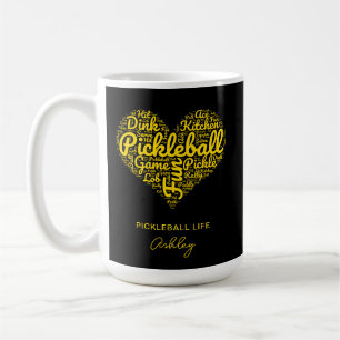 Caneca De Café Pickleball Life Word Art Typografia Monograma