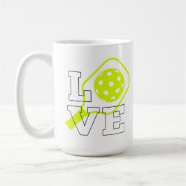 Caneca De Café Pickleball Love - Neon Paddle e Ball Design