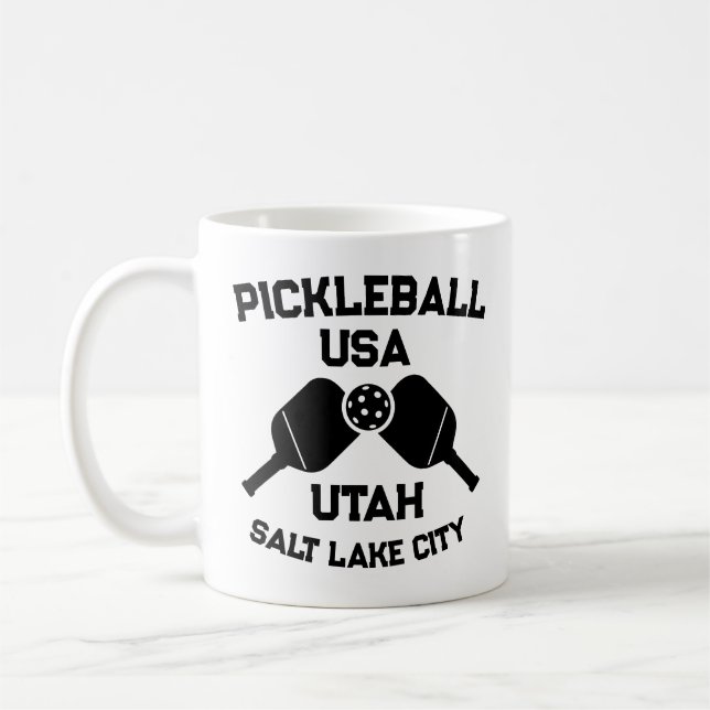 Caneca De Café Pickleball Paddle Ball Salt Lake City Utah Persona (Esquerda)