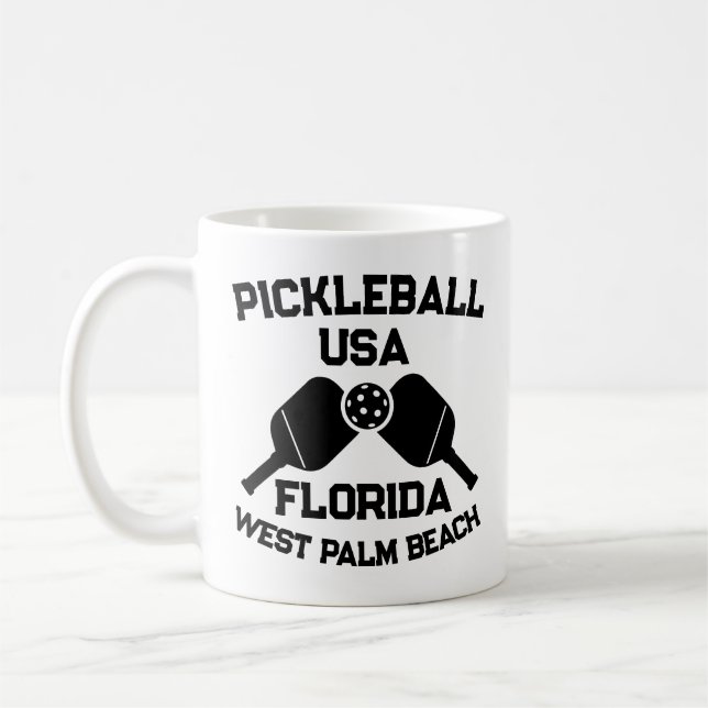 Caneca De Café Pickleball Paddle Ball West Palm Beach EUA Persona (Esquerda)