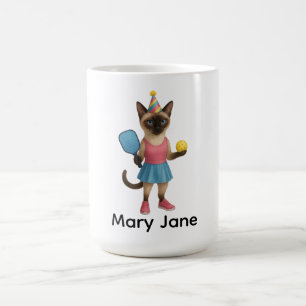 Caneca De Café Pickleball para amantes de gatos siameses