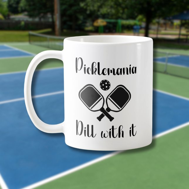 Caneca De Café Pickleball Picklemania Dill Com Tiro Engraçado (Criador carregado)