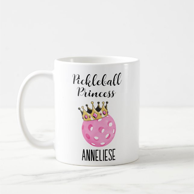 Caneca De Café Pickleball Princesa Rosa Personalizada (Esquerda)