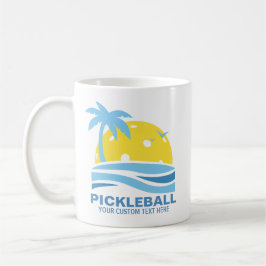 Caneca De Café Pickleball Tropical Palm Tree Sun Seu Texto Person