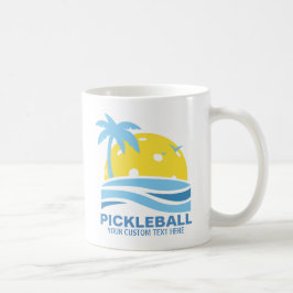 Caneca De Café Pickleball Tropical Palm Tree Sun Seu Texto Person